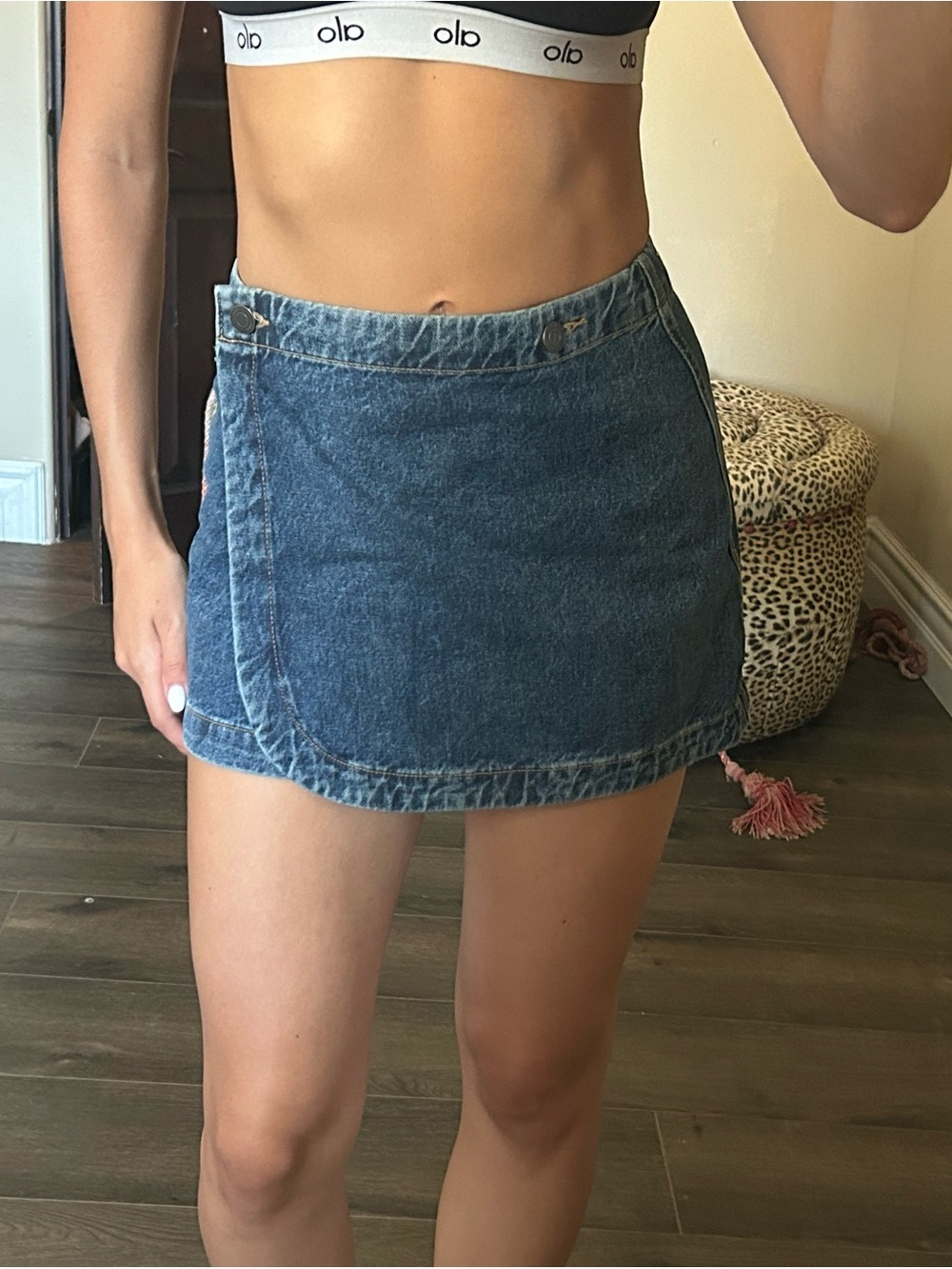Cotton On Denim Wrap Mini Skirt - Blue
